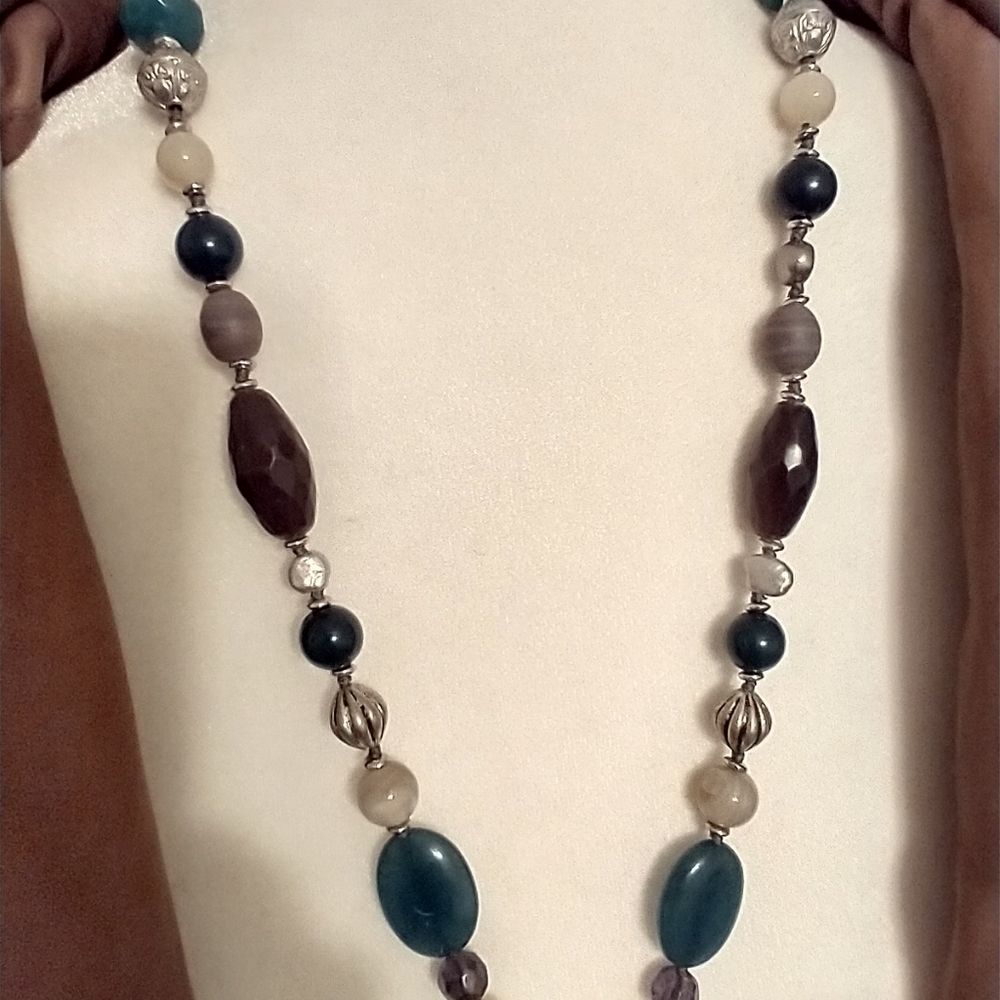 Chico's long multicolor stones.‎ Metal beads. Boho style. - Picture 4 of 8